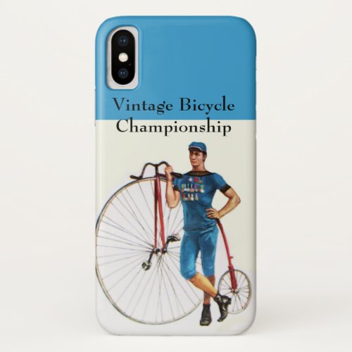 Vintage Bicycle Championship Blue White iPhone XS Case