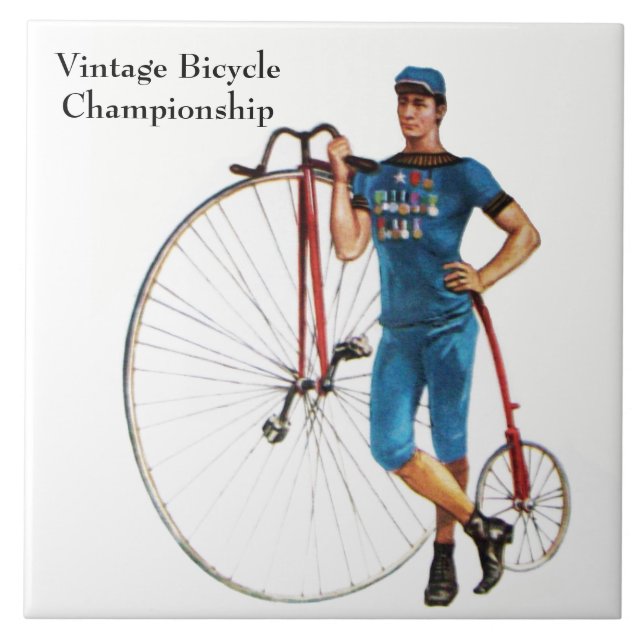 Vintage Bicycle Championship Ceramic Tile (Front)