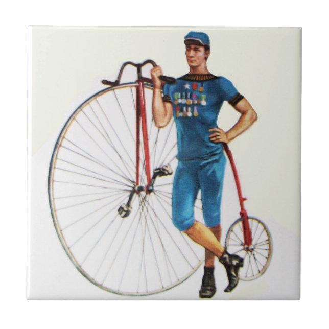 Vintage Bicycle Championship Ceramic Tile (Front)