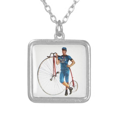 Vintage Bicycle Championship Silver Plated Necklace