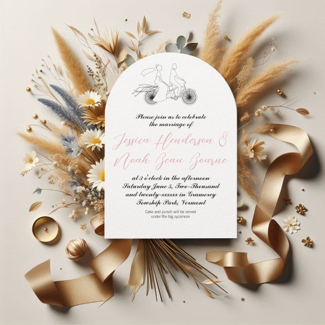 Vintage Bicycle Cottagecore Pink  Invitation (Creator Uploaded)