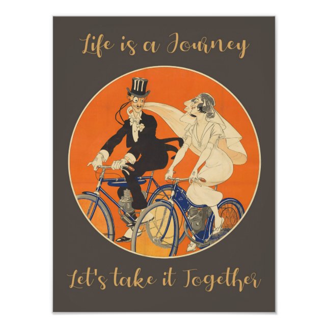 Vintage Bicycle Couple Photo Print (Front)