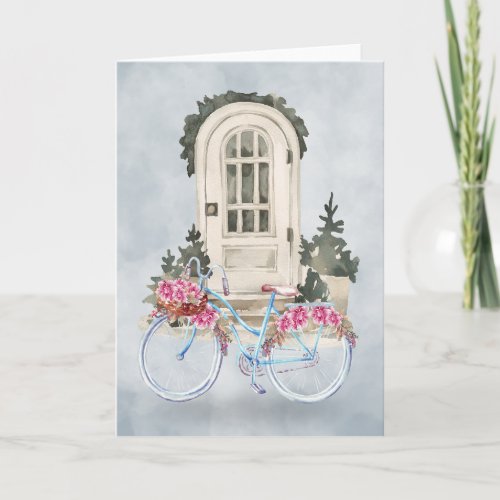 Vintage Bicycle Cruiser with Flowers Note Card