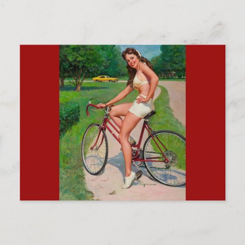 Vintage Bicycle Cyclist Pin up Girl Postcard