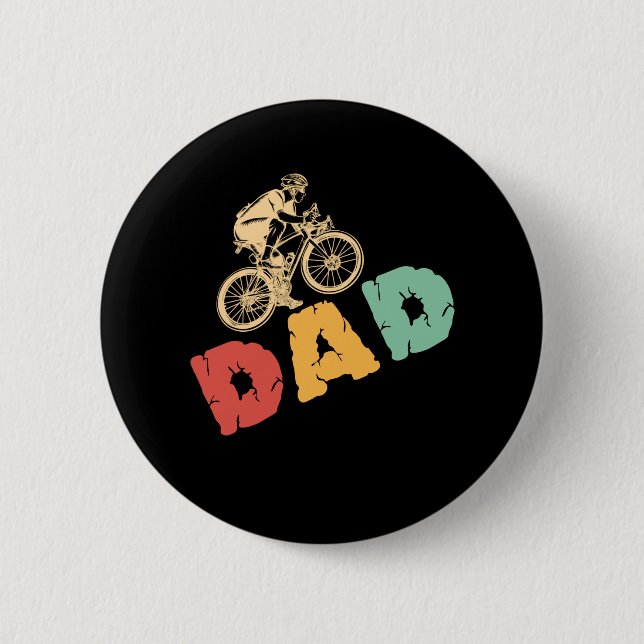 Vintage Bicycle Dad Cycling Father's Day Button (Front)