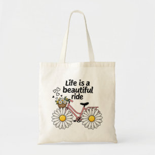 Vintage Bicycle Daisy Floral Inspirational Ride Tote Bag