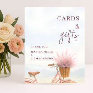 Vintage Bicycle Engagement Party Cards Gifts Sign