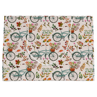 Vintage Bicycle Floral Gift Bag | Elegant Autumn