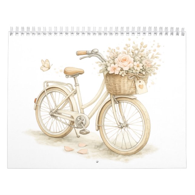 Vintage Bicycle Floral Wall Calendar (Cover)