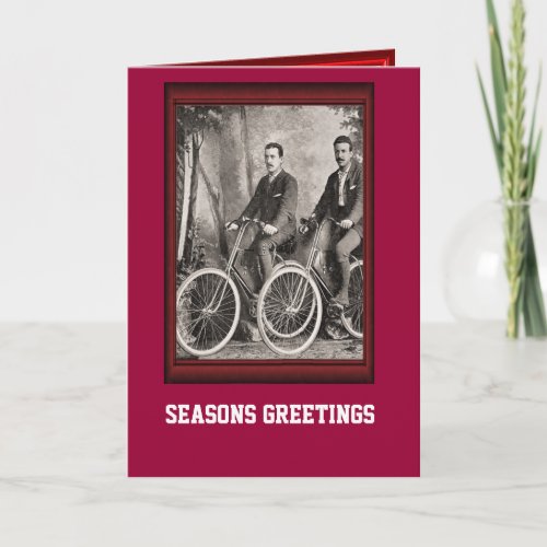 Vintage Bicycle Gentlemen on bicycles Holiday Card