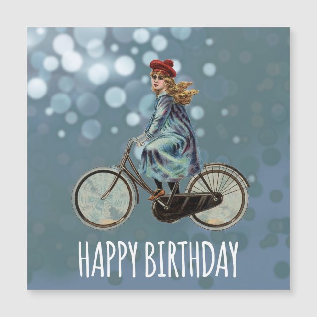 Vintage Bicycle girl -  Birthday (Front)