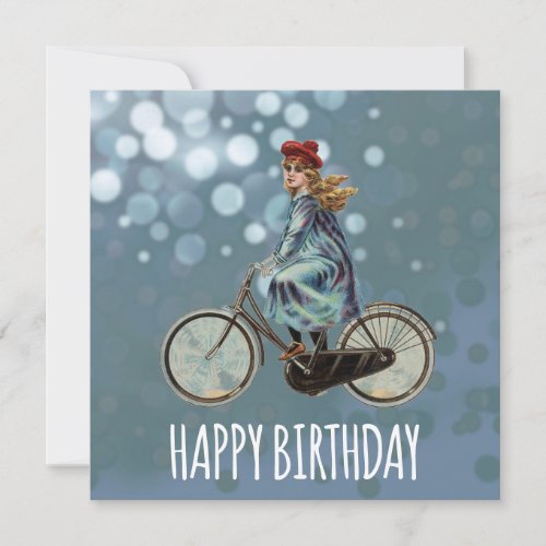 Vintage Bicycle girl _  Birthday Card