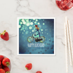 Vintage Bicycle girl - Birthday Napkins