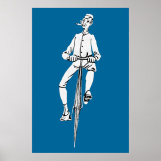 Vintage Bicycle Guy Smoking Cigar Graphic Funny Poster