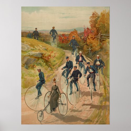 Vintage Bicycle High Wheeler Ad Art Poster