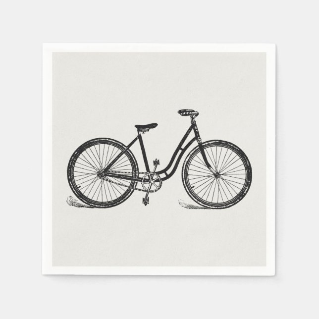 Vintage Bicycle Illustration Art Napkins (Front)