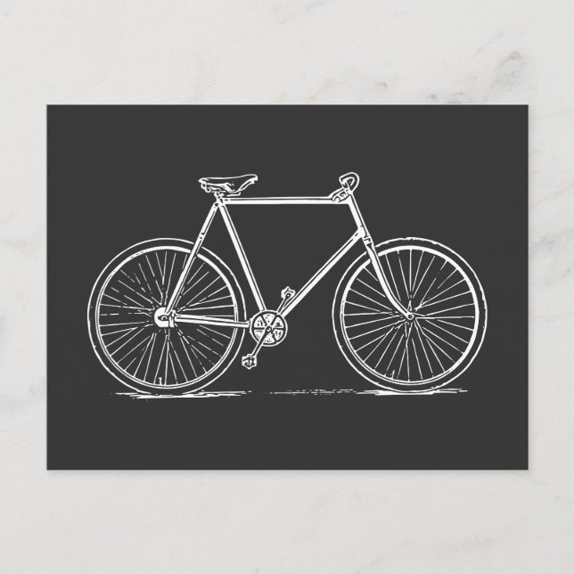 Vintage Bicycle Illustration in Black and White   Postcard (Front)