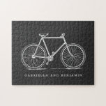 Vintage Bicycle Illustration in Black Personalized Jigsaw Puzzle<br><div class="desc">Personalized Vintage Bicycle Illustration in Black and White Puzzle</div>