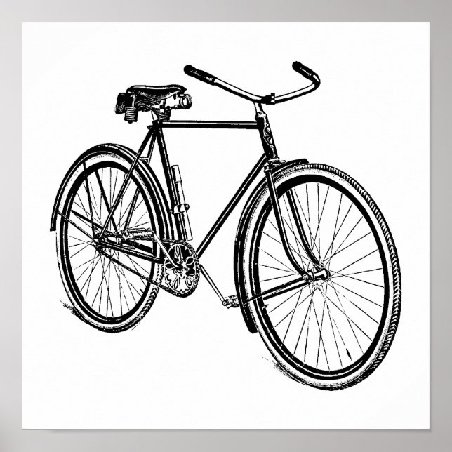 Vintage Bicycle Illustration Poster (Front)
