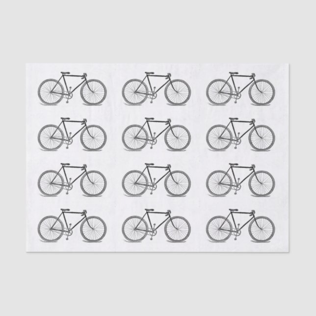 Vintage Bicycle Illustration Tissue Paper (Front)