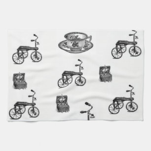 vintage bicycle kitchen hand towel
