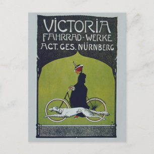 Vintage Bicycle Lady & Dog Postcard