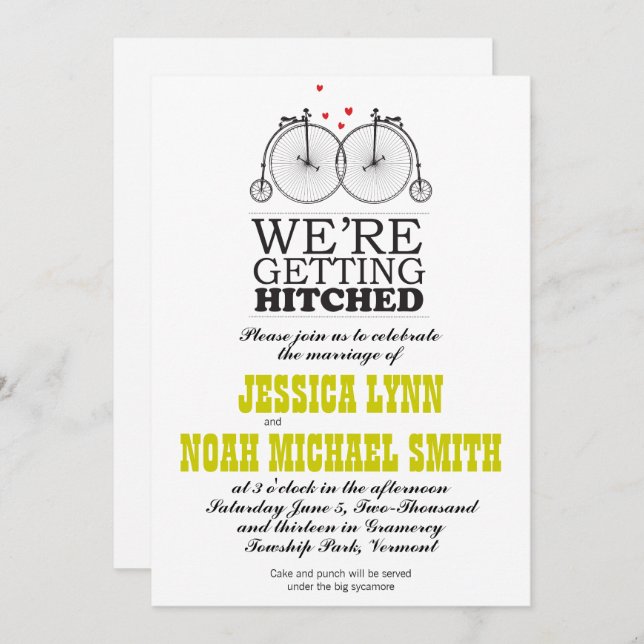 Vintage Bicycle Love Invitation (Front/Back)