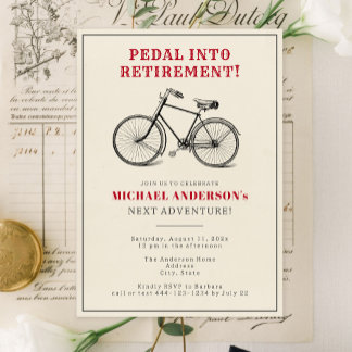 Vintage Bicycle Mens Retirement Party Invitation