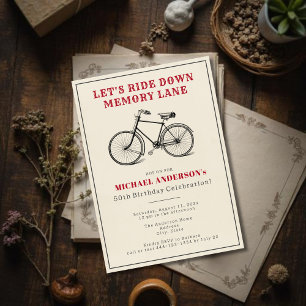 Vintage Bicycle Milestone Birthday Party Invitation