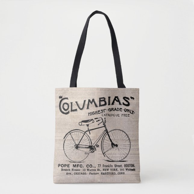 Vintage Bicycle Newspaper Ad Tote Bag (Front)