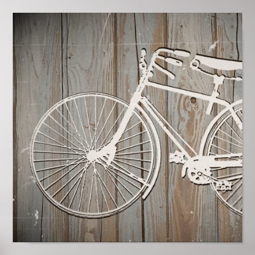 Vintage Bicycle on Rustic Wooden Board Wall Art