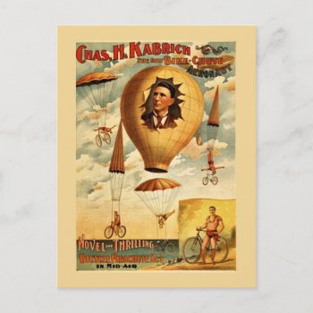Vintage Bicycle Parachute Act  Wpa Poster Postcard by randysgrandma at Zazzle