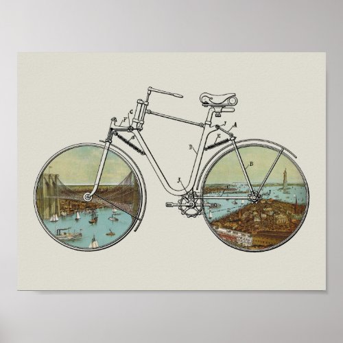 Vintage Bicycle Patent Art New York City Print