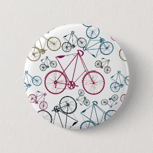 Vintage Bicycle Pattern Gifts for Cyclists Button