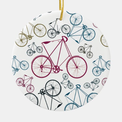 Vintage Bicycle Pattern Gifts for Cyclists Ceramic Ornament