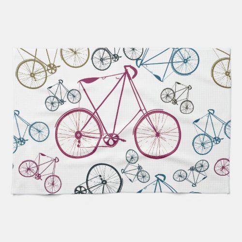 Vintage Bicycle Pattern Gifts for Cyclists Kitchen Towel