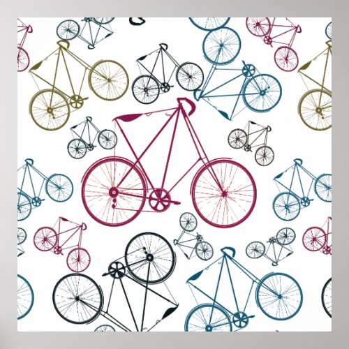 Vintage Bicycle Pattern Gifts for Cyclists Poster