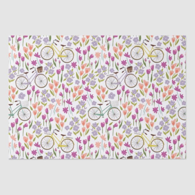 Vintage Bicycle Pattern Tissue Paper (Front)