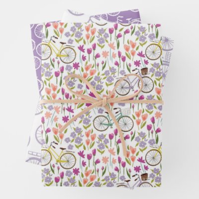 Vintage Bicycle Pattern Wrapping Paper Sheets