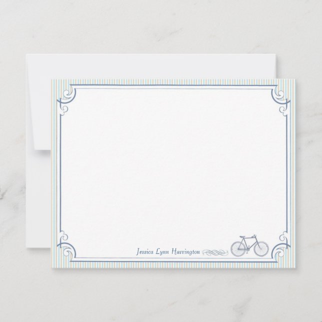 Vintage Bicycle Personalized Flat Note Cards (Front)
