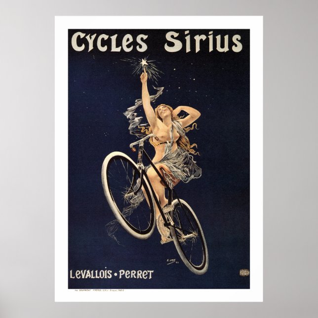 Vintage Bicycle Poster -Cycles Sirius - by Gray (Front)