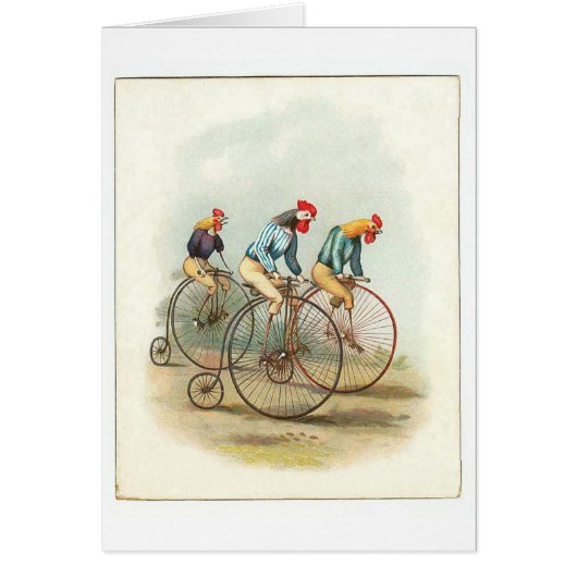 Vintage Bicycle Poster, Pennyfarthing Roosters (Front)
