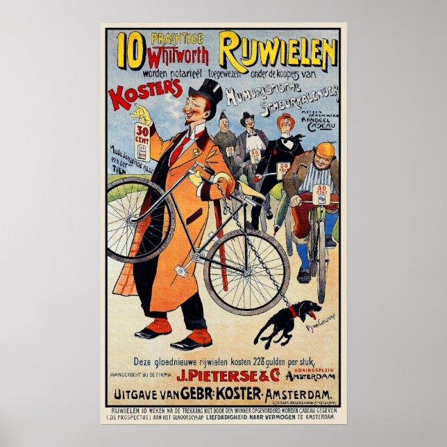 Vintage Bicycle Poster:  Whitworth Rijwielen Poster (Front)