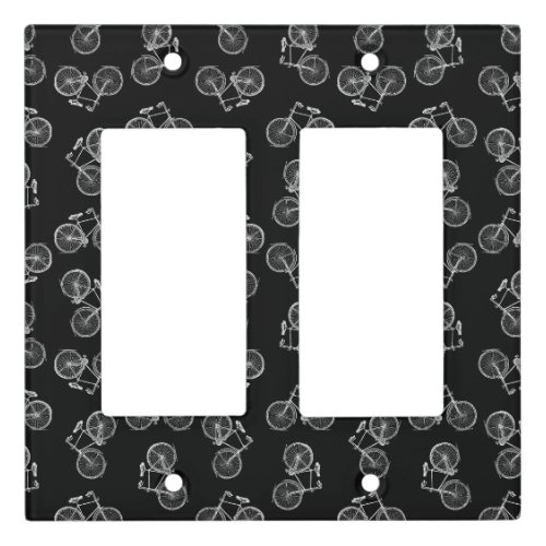 Vintage Bicycle Print Pattern Classic Bikes Black Light Switch Cover