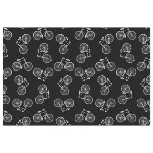 Vintage Bicycle Print Pattern Classic Bikes Black Tissue Paper