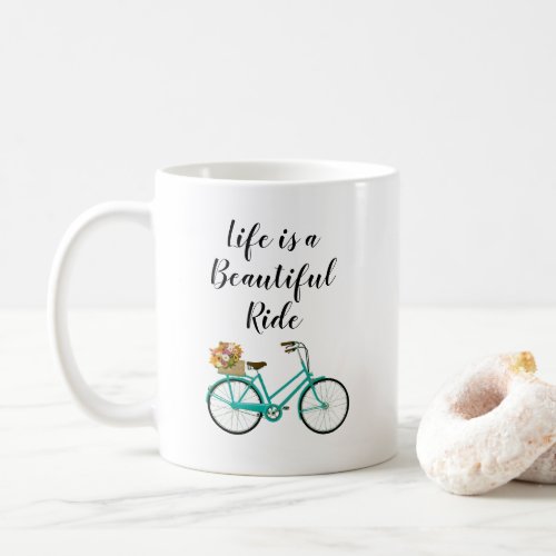 Vintage Bicycle Quote Beautiful Ride Illustration Coffee Mug