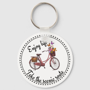 Vintage Bicycle Quote Keychain