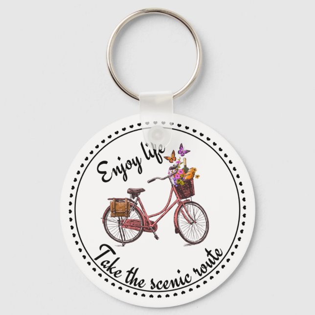 Vintage Bicycle Quote Keychain (Front)