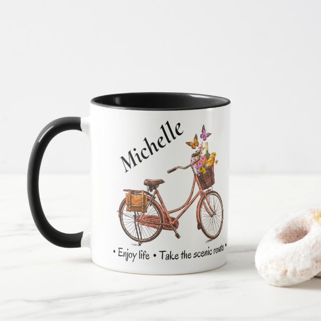 Vintage Bicycle Quote Mug (With Donut)