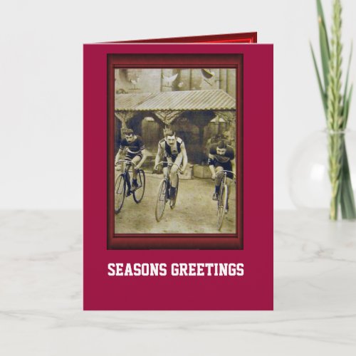 Vintage Bicycle Racing cyclists Holiday Card